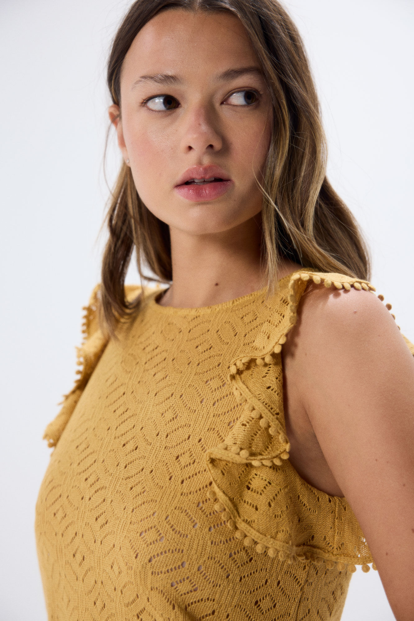 Springfield Playera estructura crochet volantes 