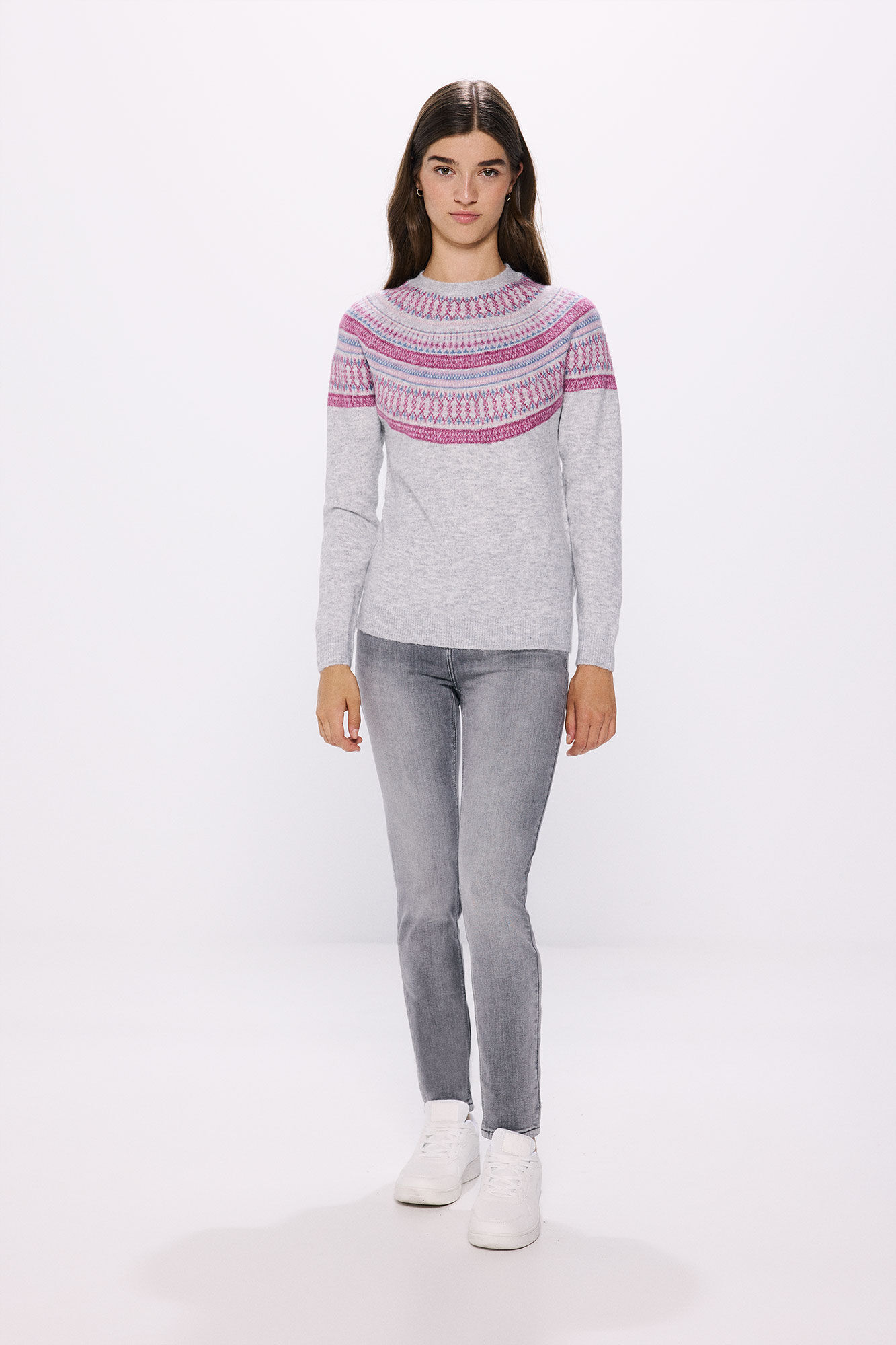 Springfield Su&eacute;ter cenefas jacquard violeta gris