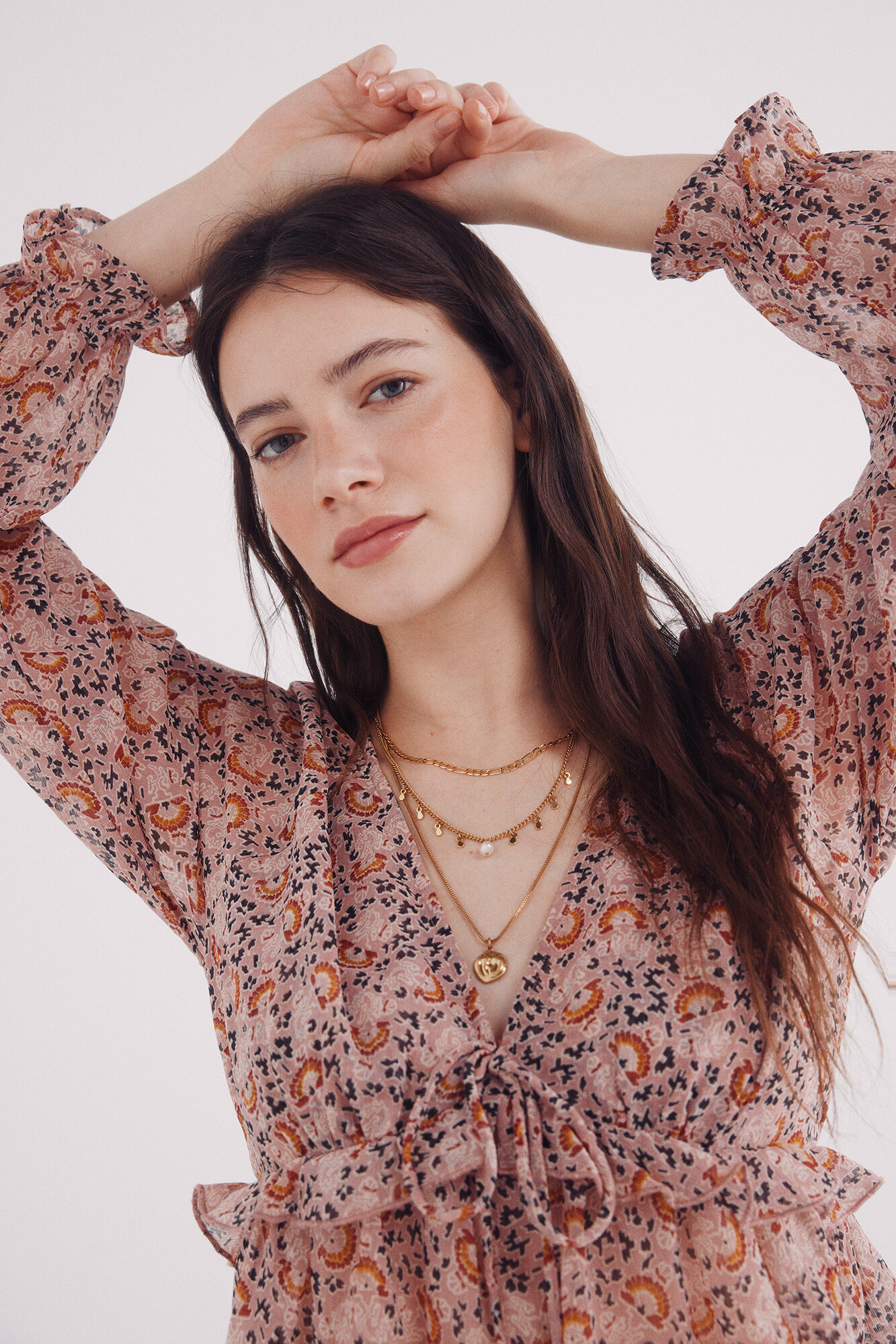 Springfield Blusa gasa estampada
