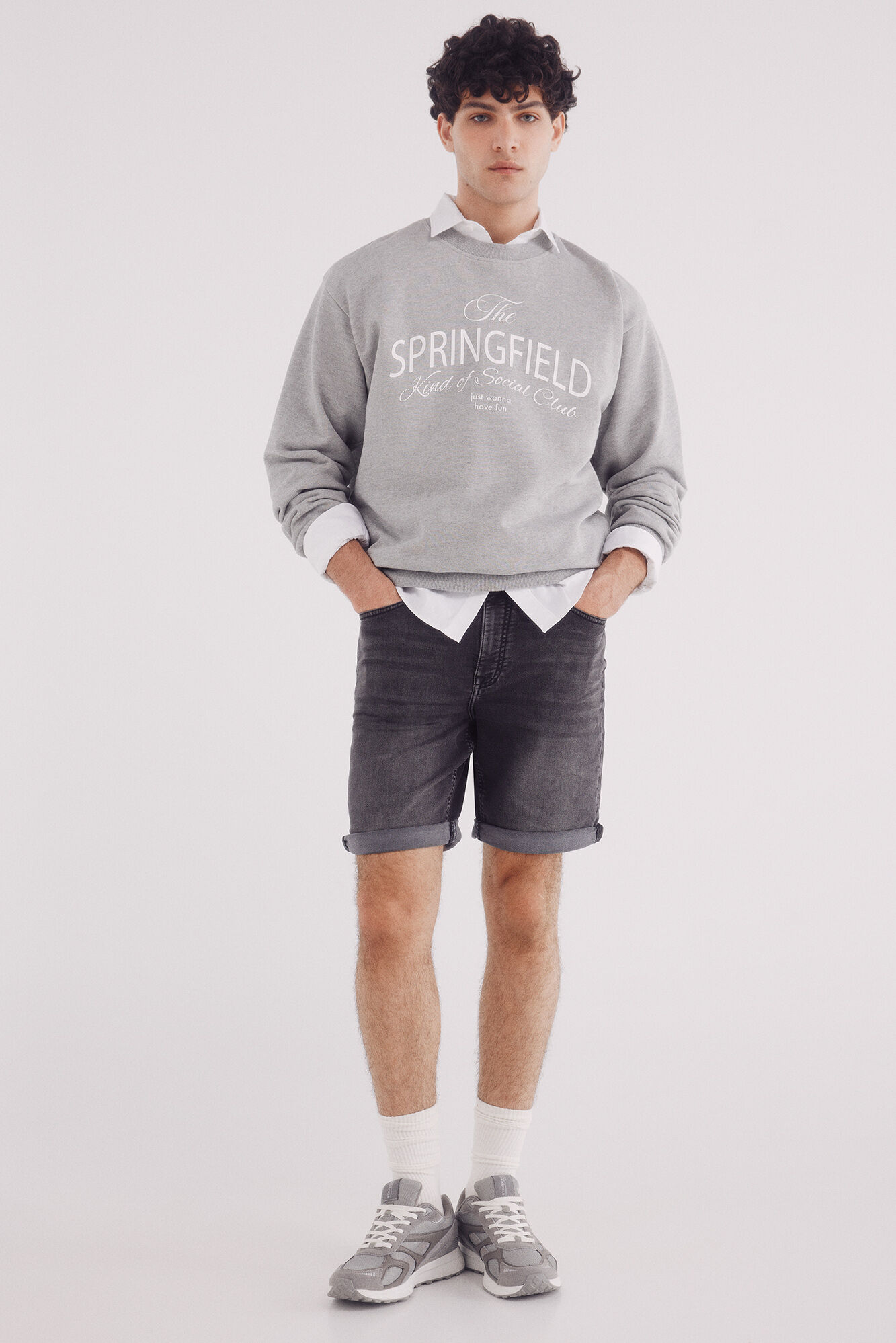 Springfield Bermudas denim en knit denim negro lavado