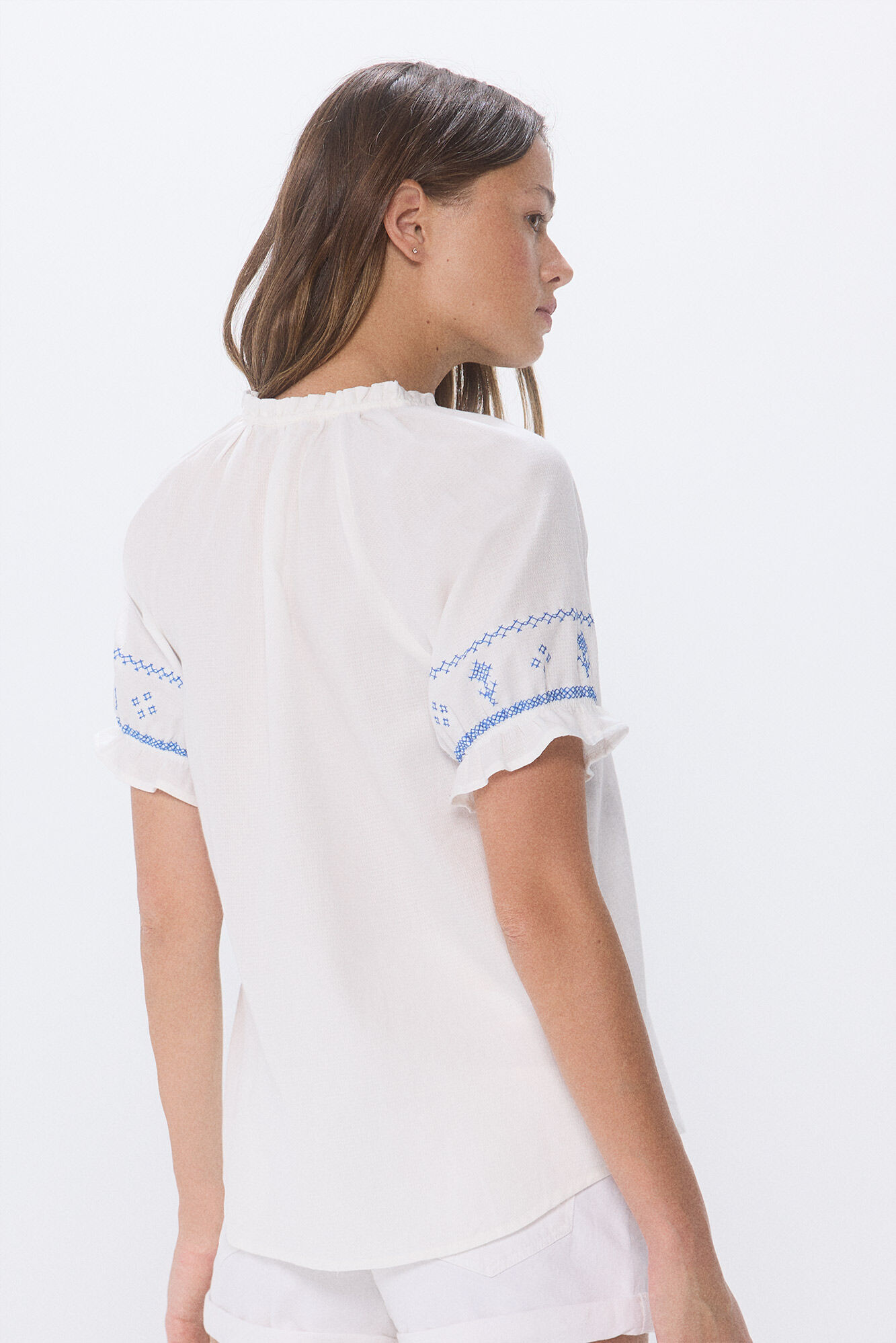 Springfield Blusa bordados &eacute;tnicos azules natural