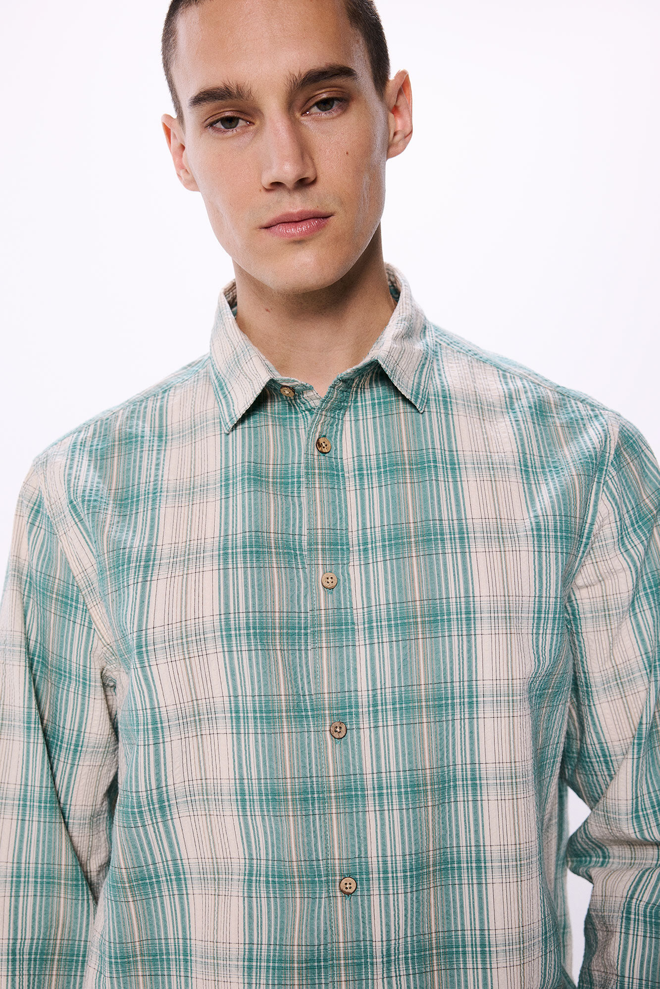 Springfield Camisa seersucker cuadros