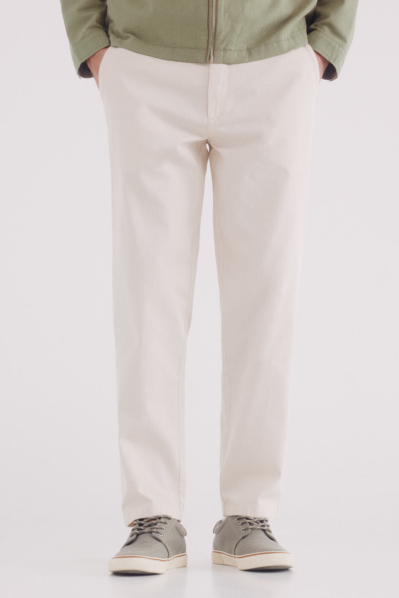 Springfield Pantal&oacute;n espiga slim fit blanco
