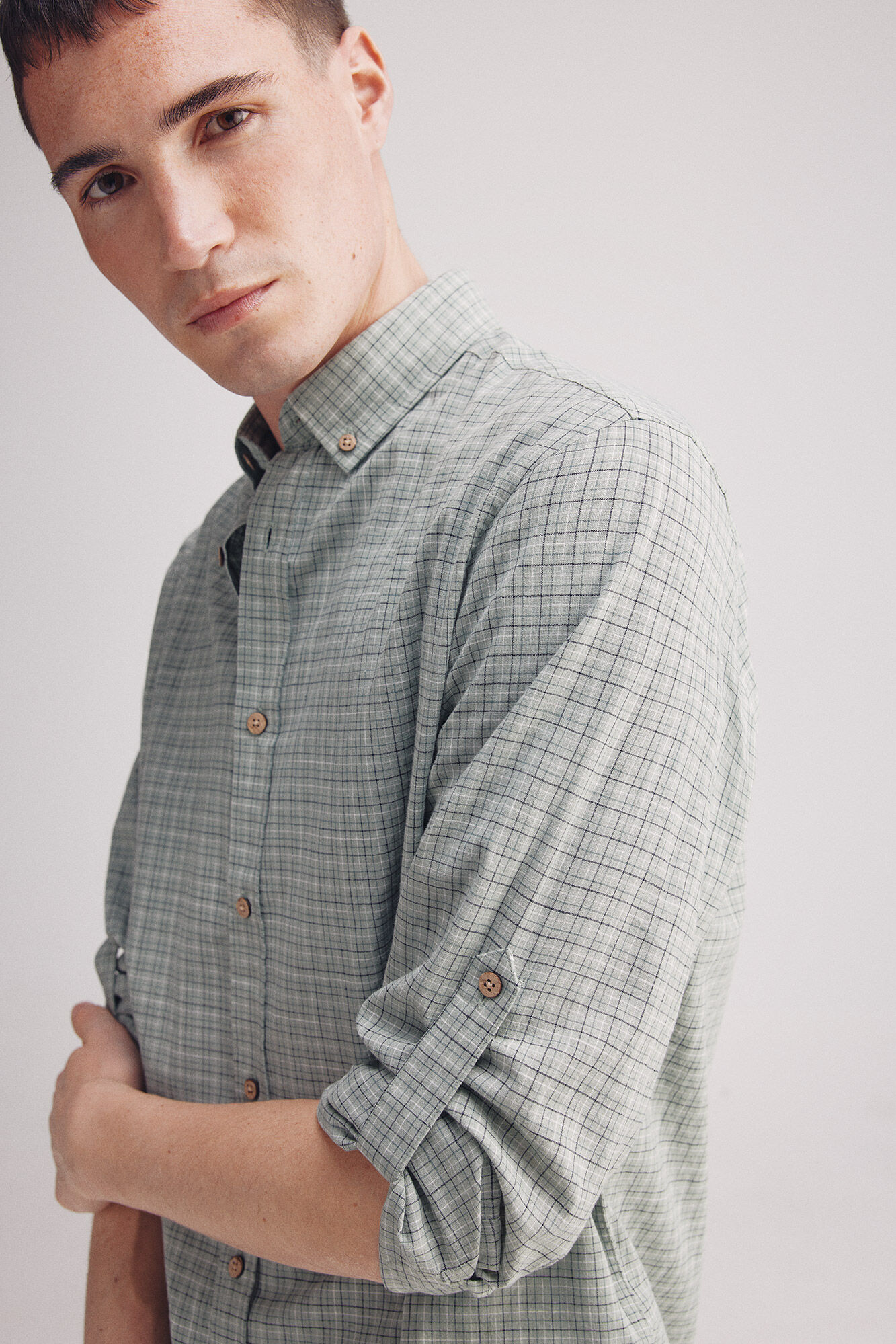 Springfield Camisa algod&oacute;n slum cuadros verde