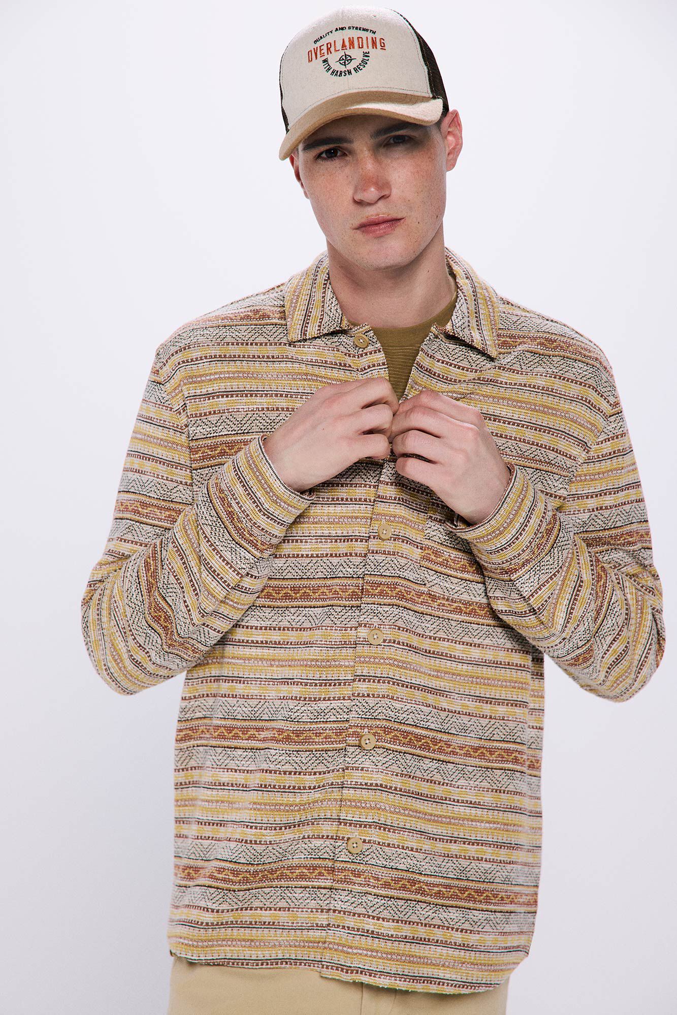 Springfield Camisa jacquard &eacute;tnico nude