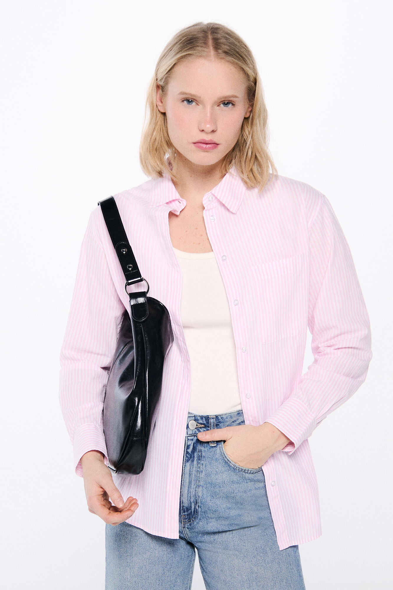 Springfield Camisa oversized algod&oacute;n rosa