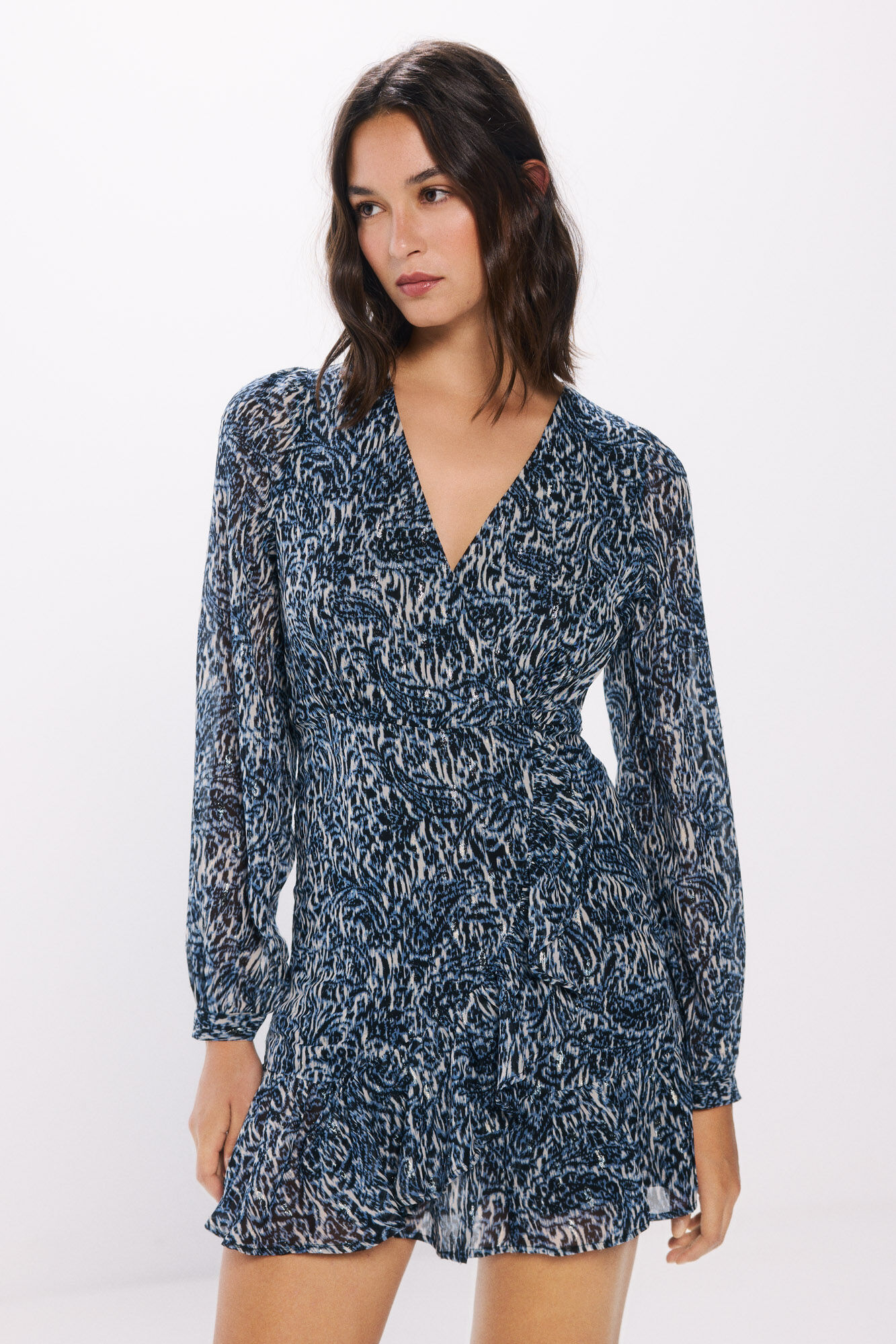 Springfield Vestido corto gasa estampado lurex