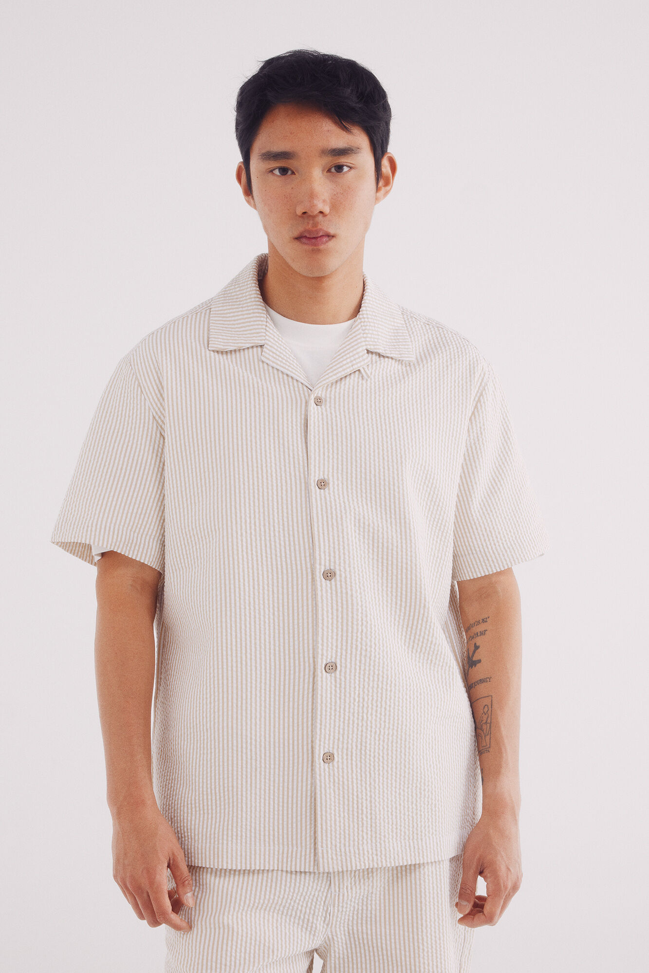 Springfield Camisa manga corta seersucker rayas