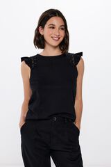 Springfield Playera Crochet Hombros negro