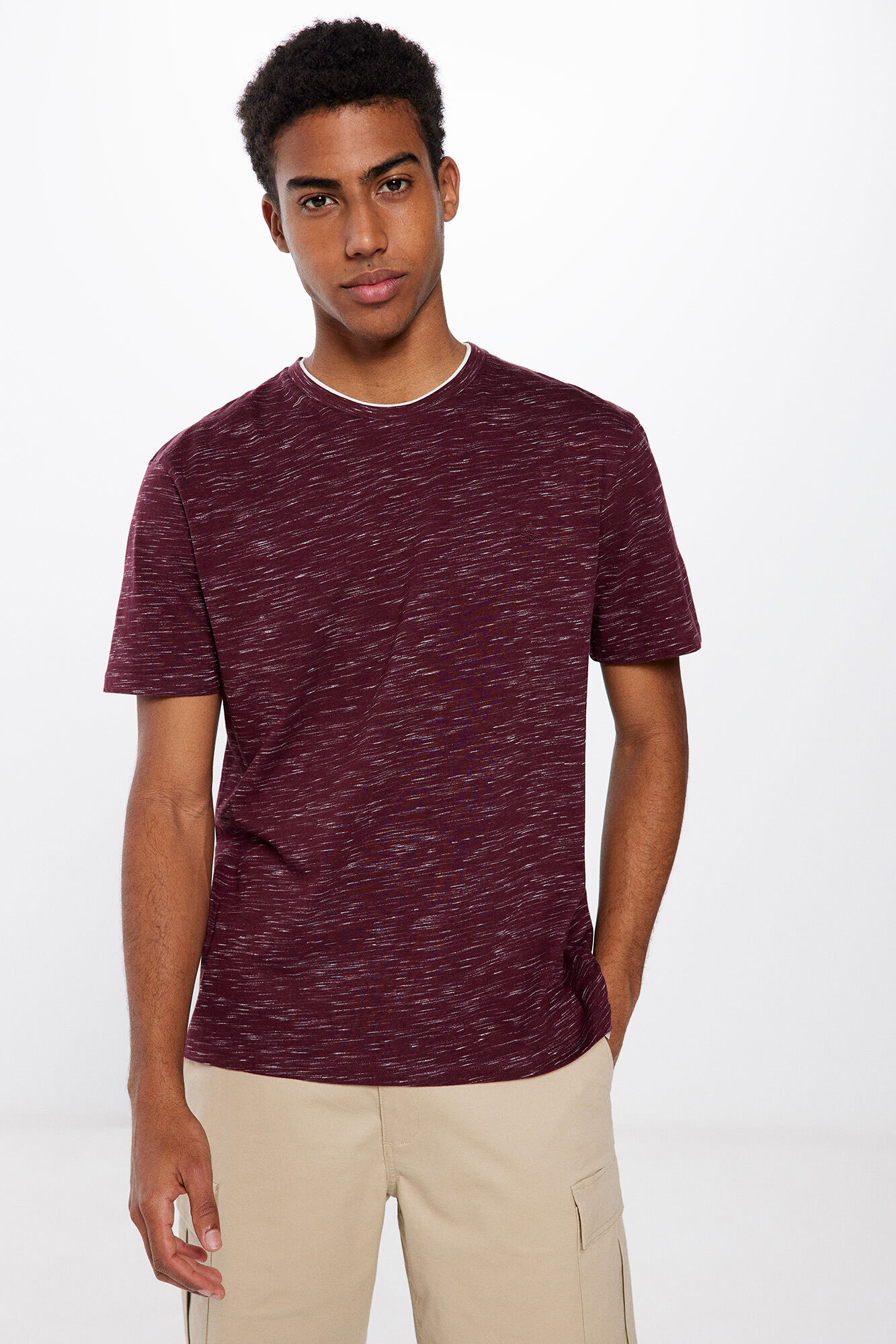 Springfield Playera doble textura p&uacute;rpura