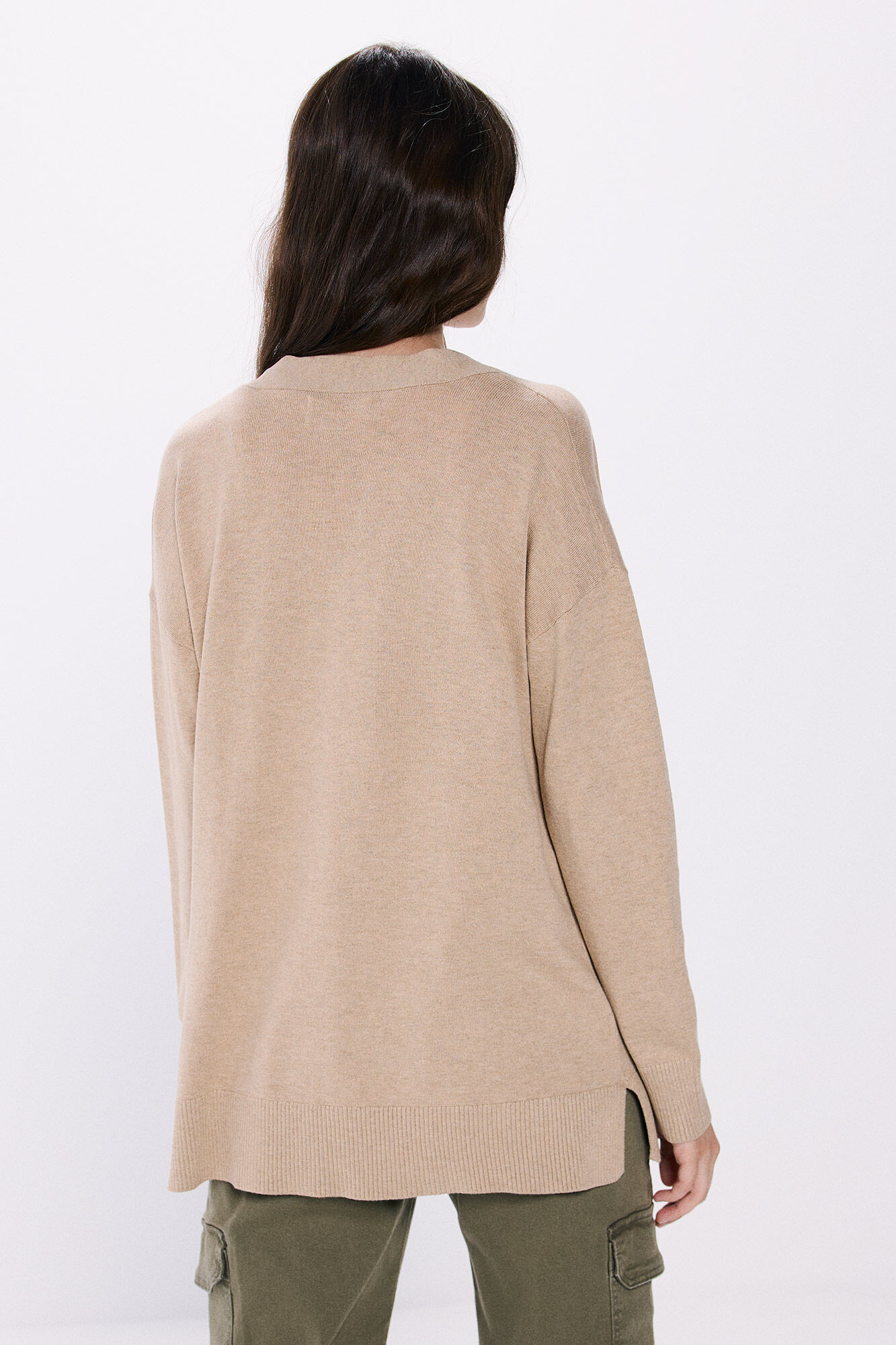 Springfield Cardigan liso abierto caf&eacute;