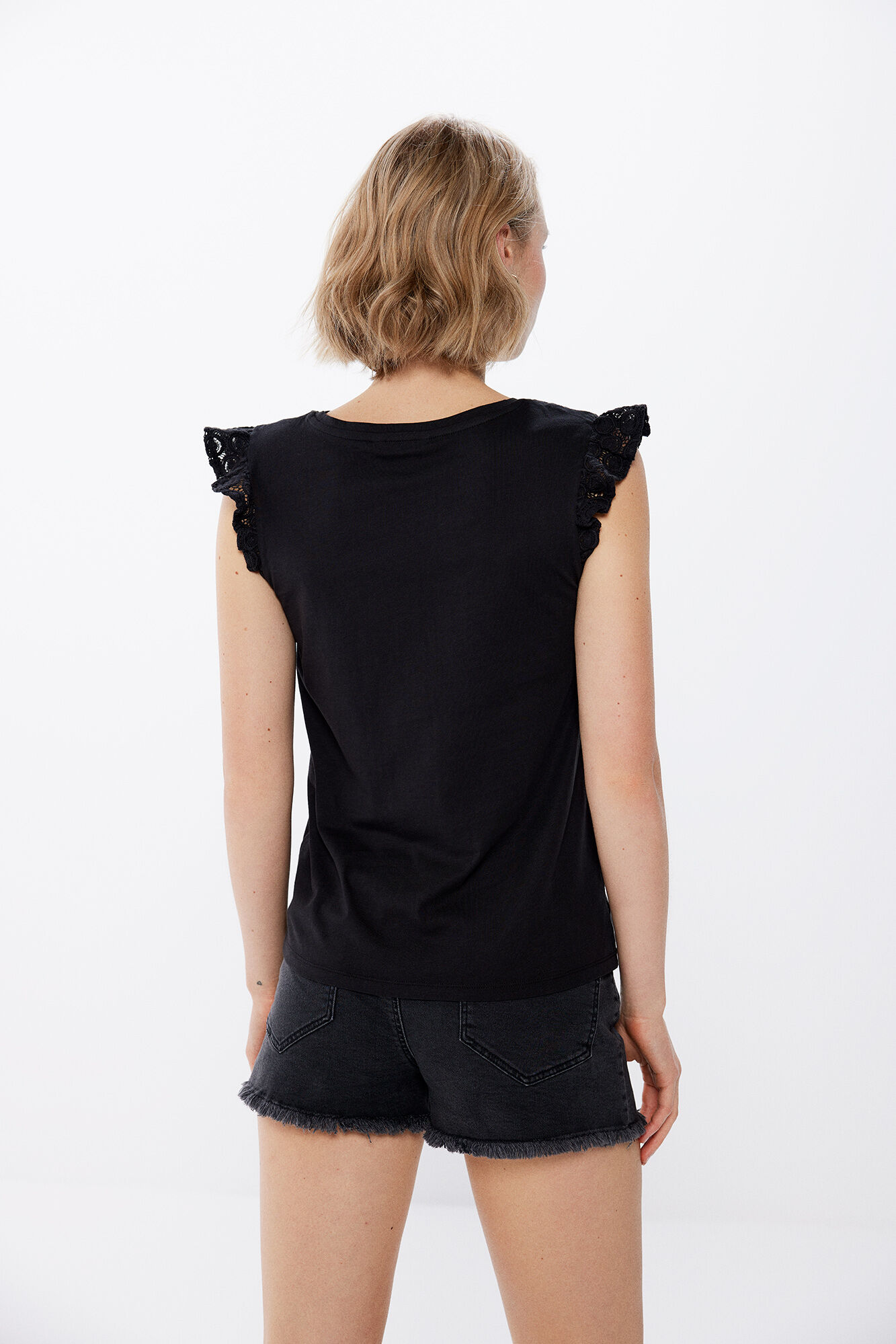 Springfield Playera combinada plumet&iacute; c&iacute;rculos negro
