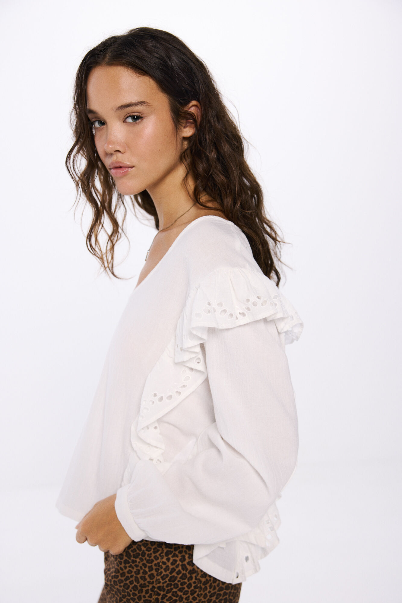 Springfield Blusa volantes schiffly