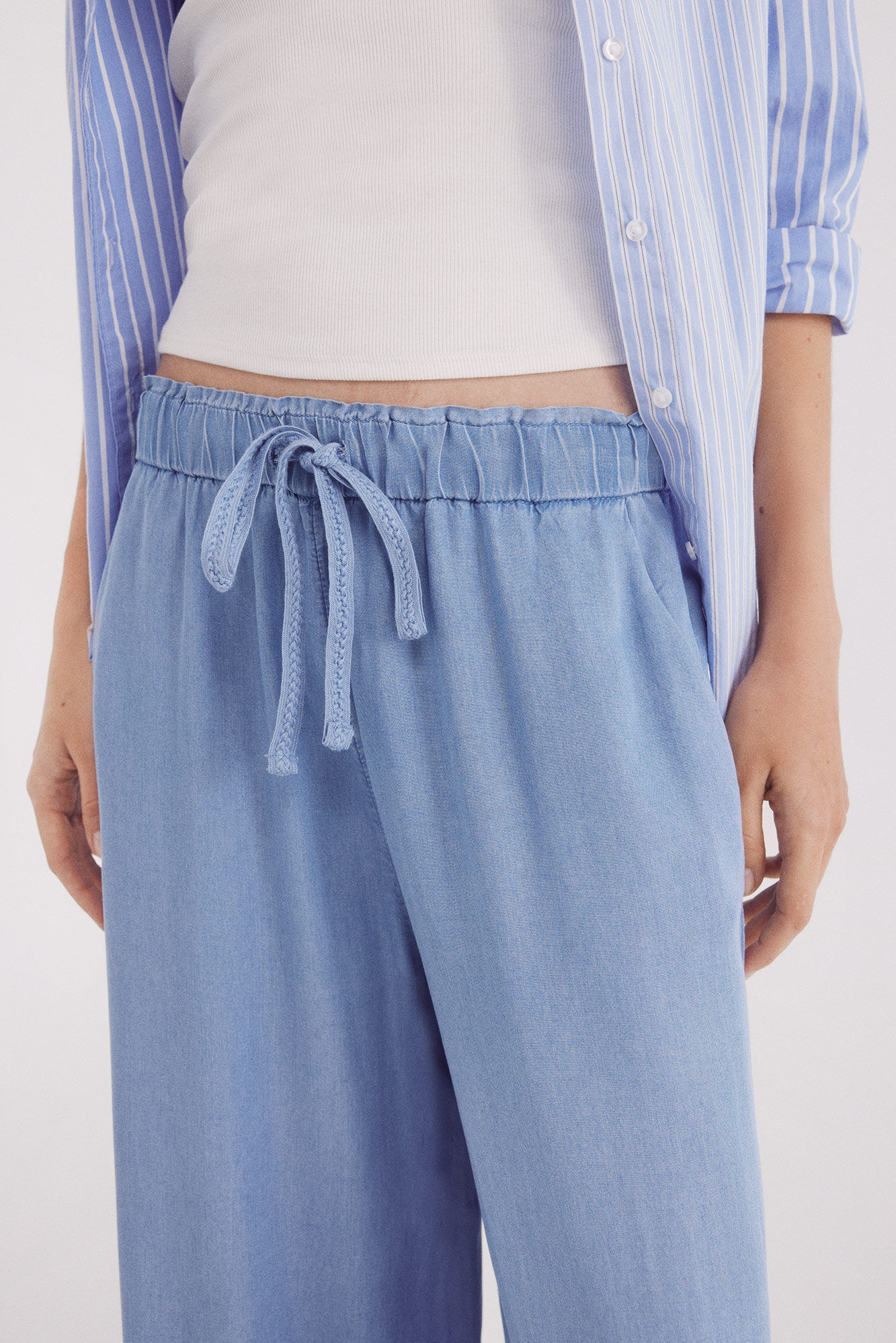Springfield Pantal&oacute;n culotte tencel azul
