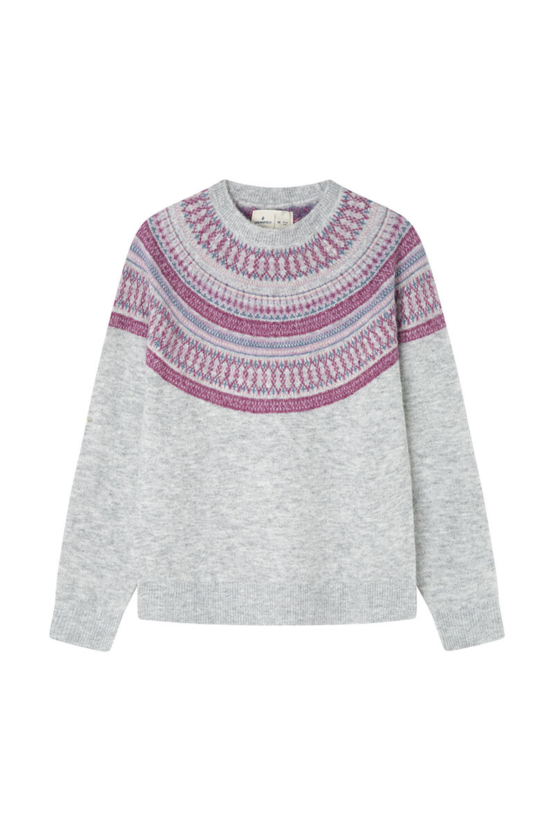 Springfield Su&eacute;ter cenefas jacquard violeta gris