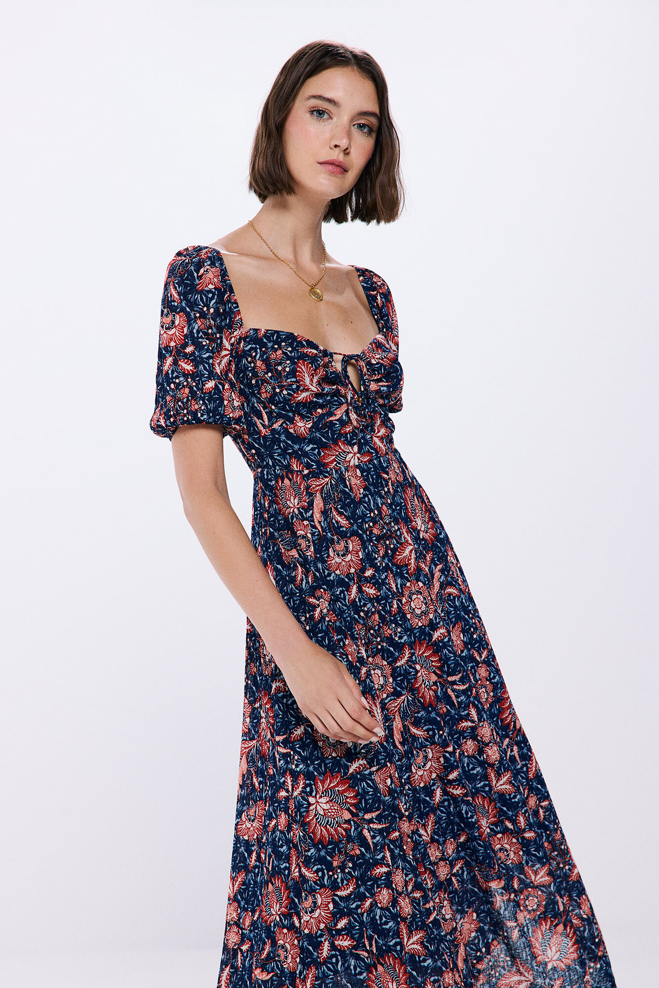 Springfield Vestido midi estampado picos azulado