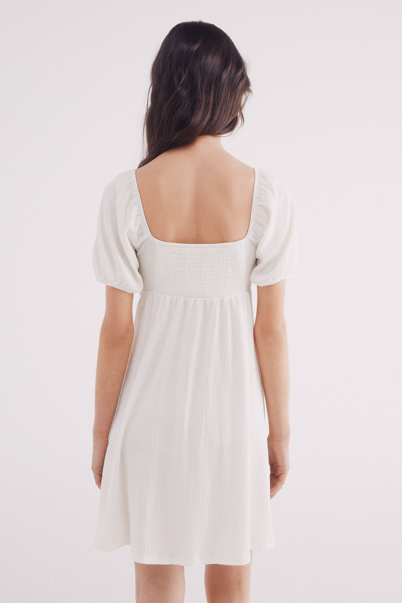 Springfield Vestido corto combinado crochet blanco