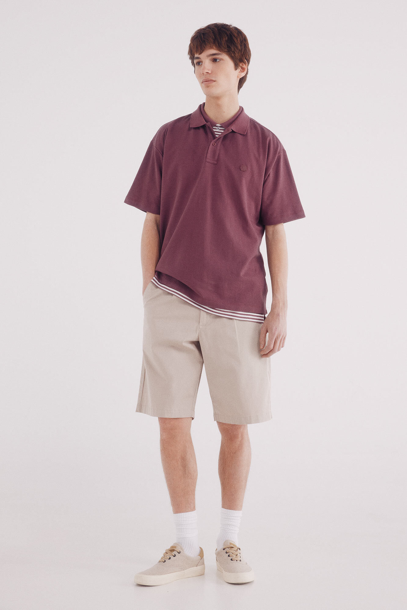 Springfield Polo piqu&eacute; boxy fit p&uacute;rpura