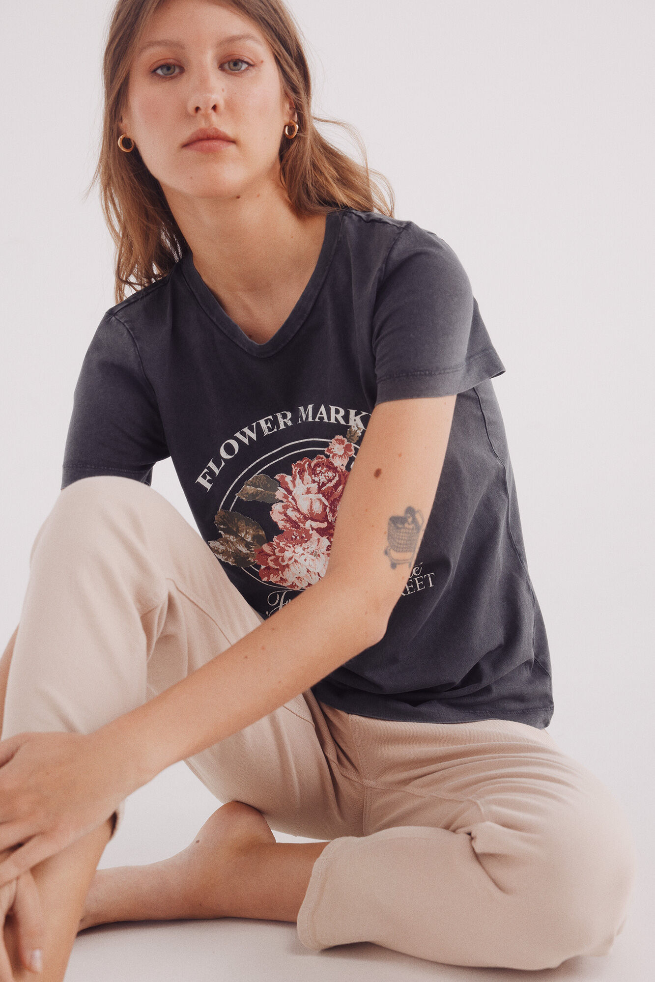 Springfield Playera "Flower market" gris
