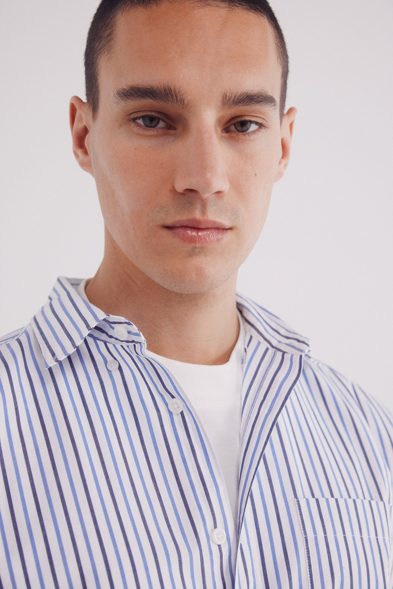 Springfield Camisa rayas popel&iacute;n azulado