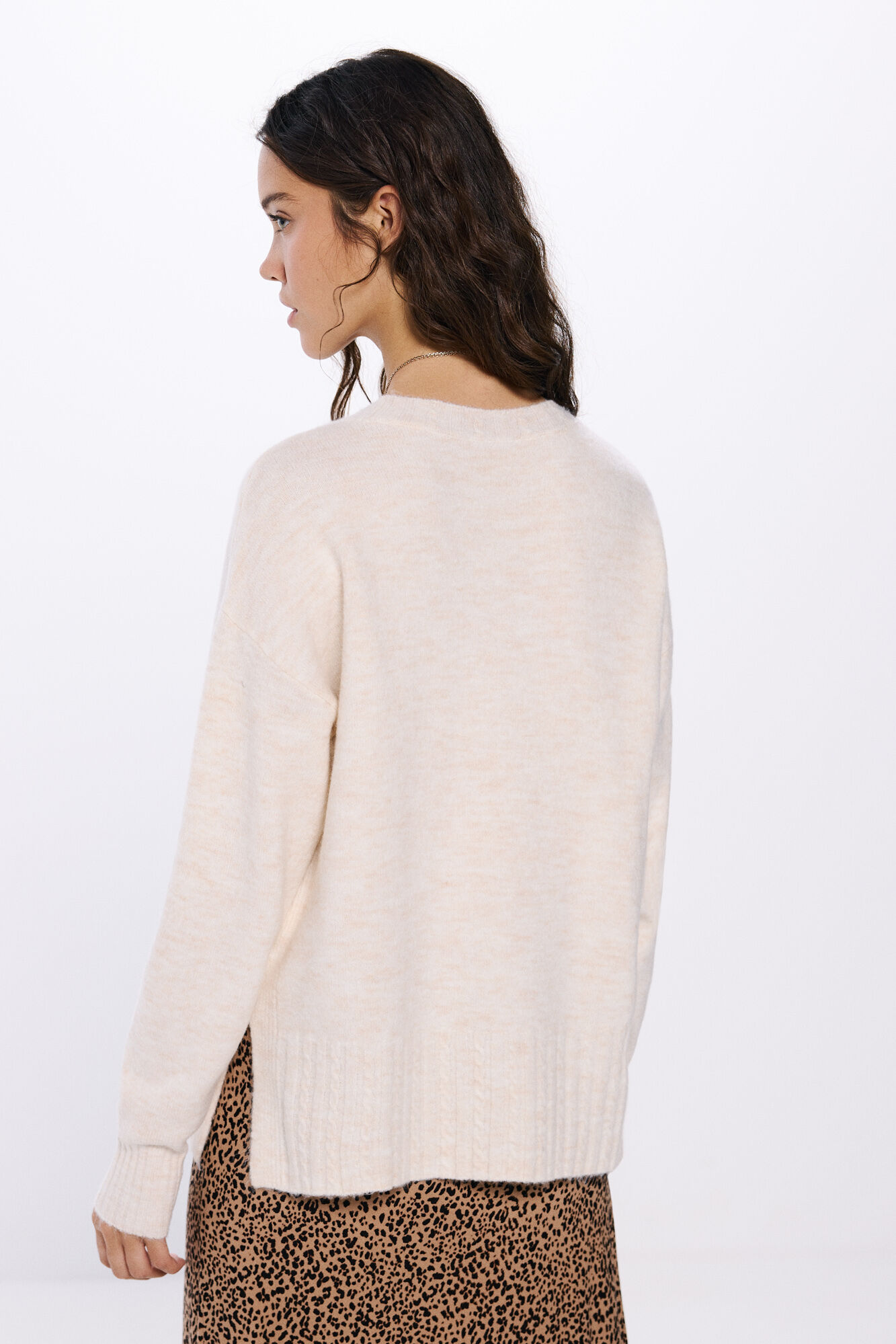 Springfield Su&eacute;ter dobladillo rayas relieve beige