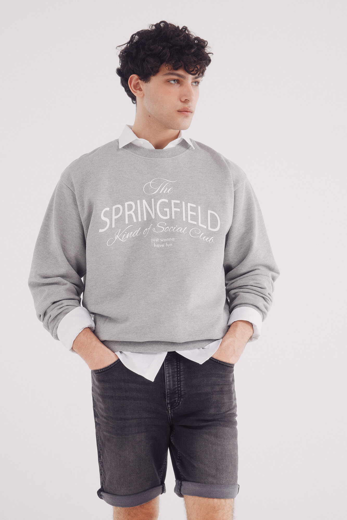 Springfield Bermudas denim en knit denim negro lavado gris