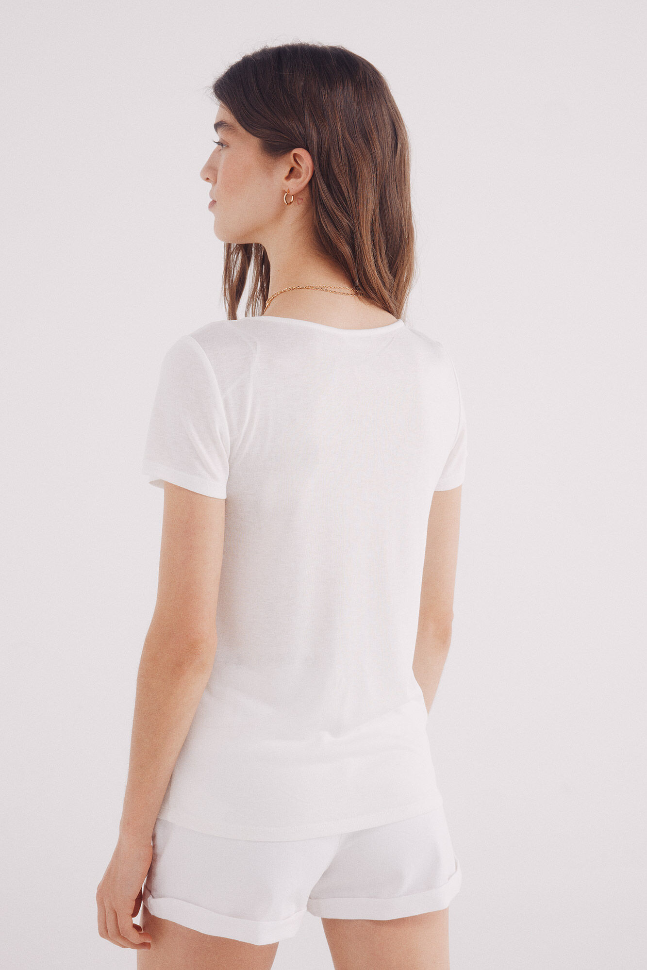 Springfield Playera escote crochet blanco