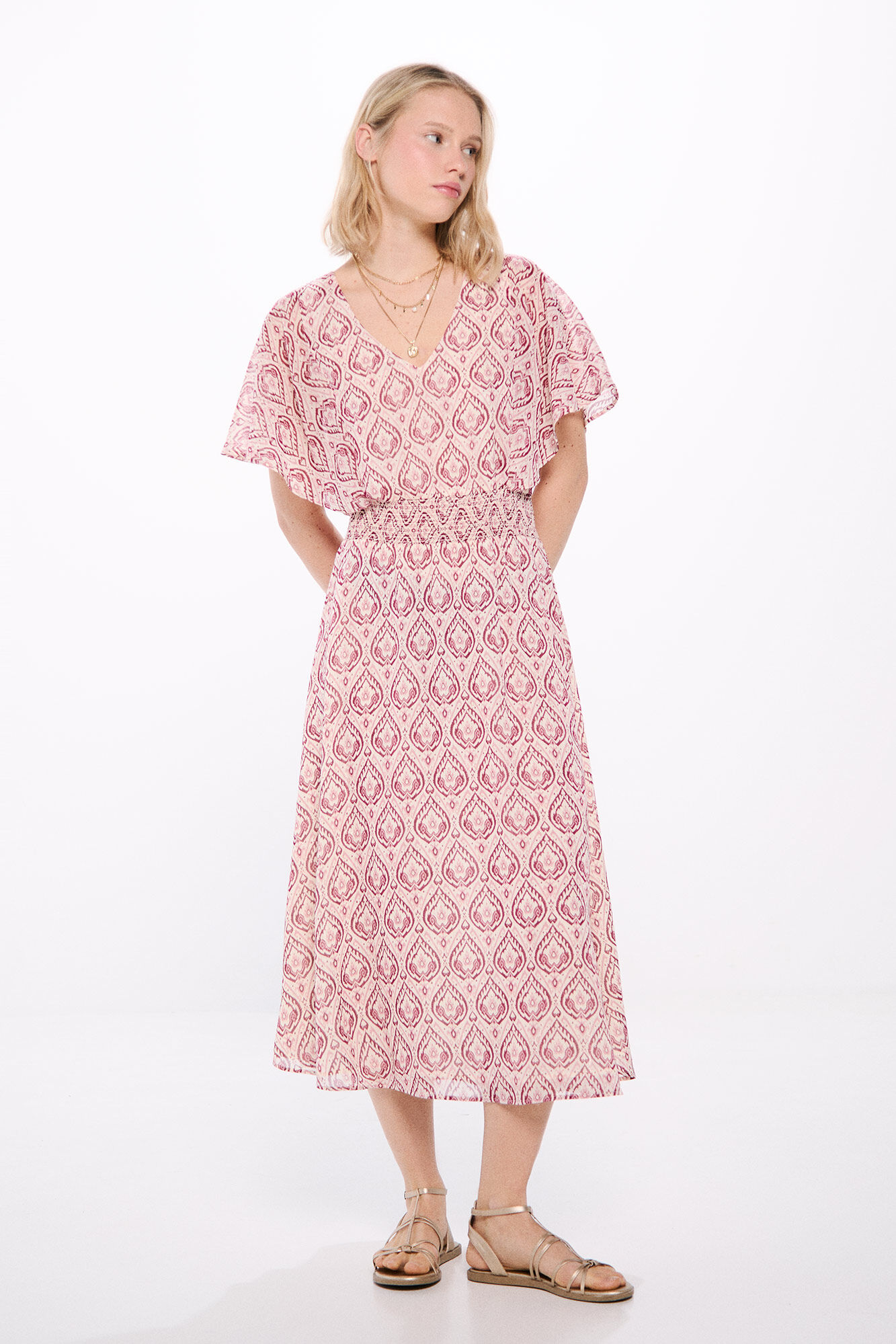 Springfield Vestido midi mangas capa