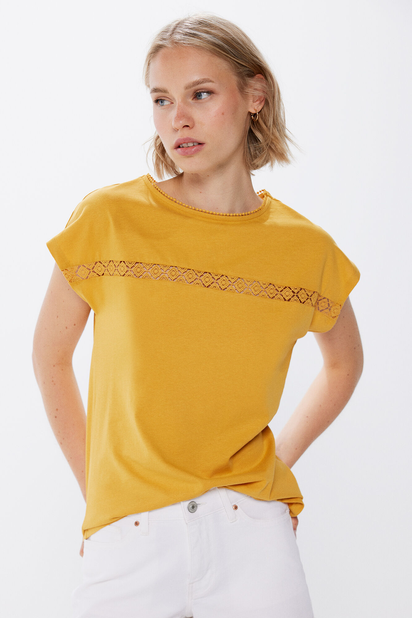 Springfield Playera lace delantero amarillo