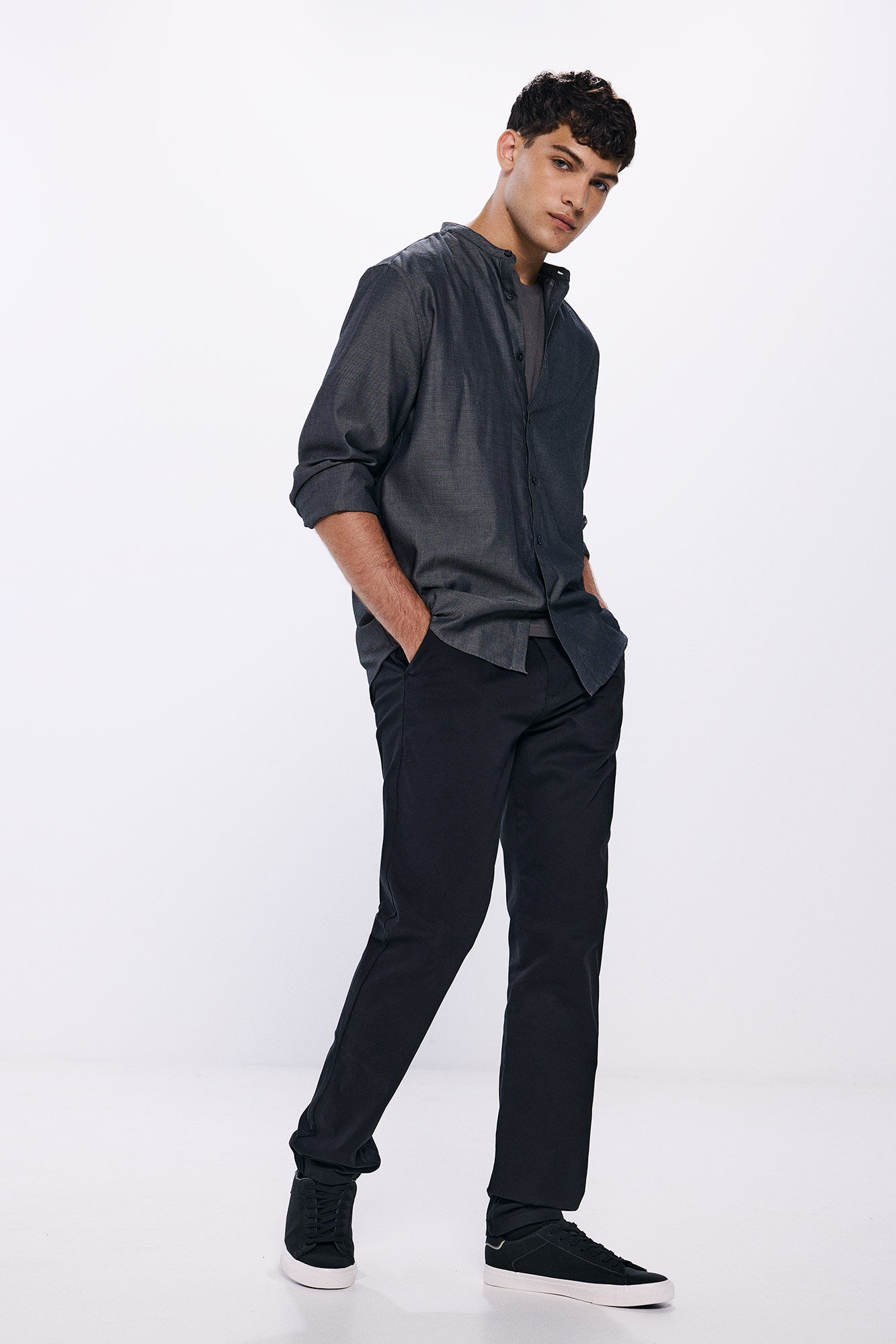 Springfield Camisa vestir bicolor negro