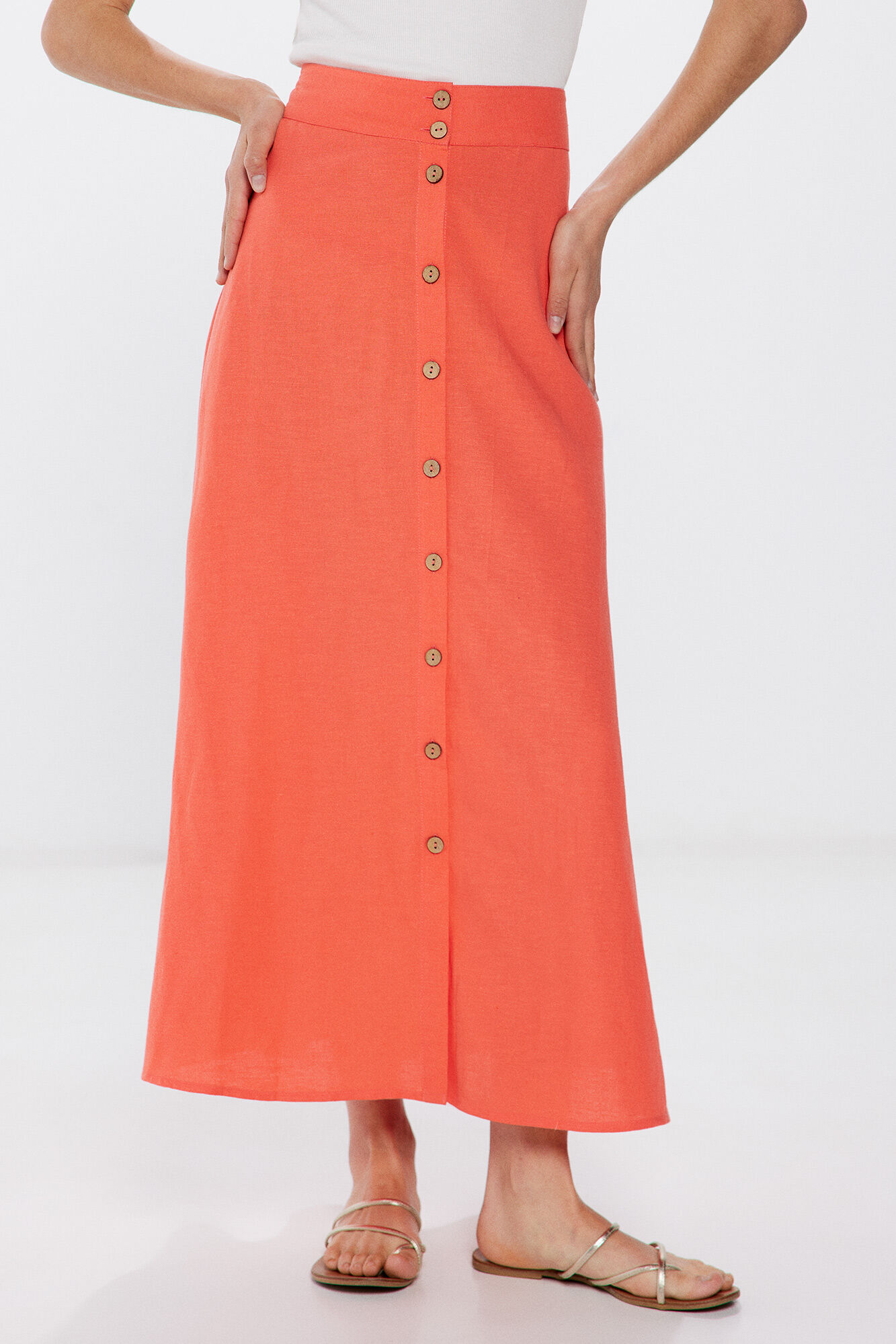 Springfield Falda midi botones lino