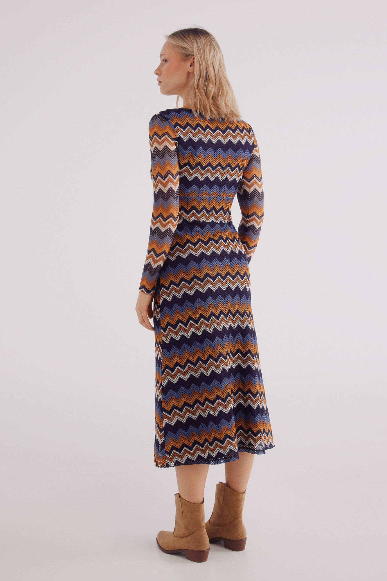 Springfield Vestido zigzag crochet marino