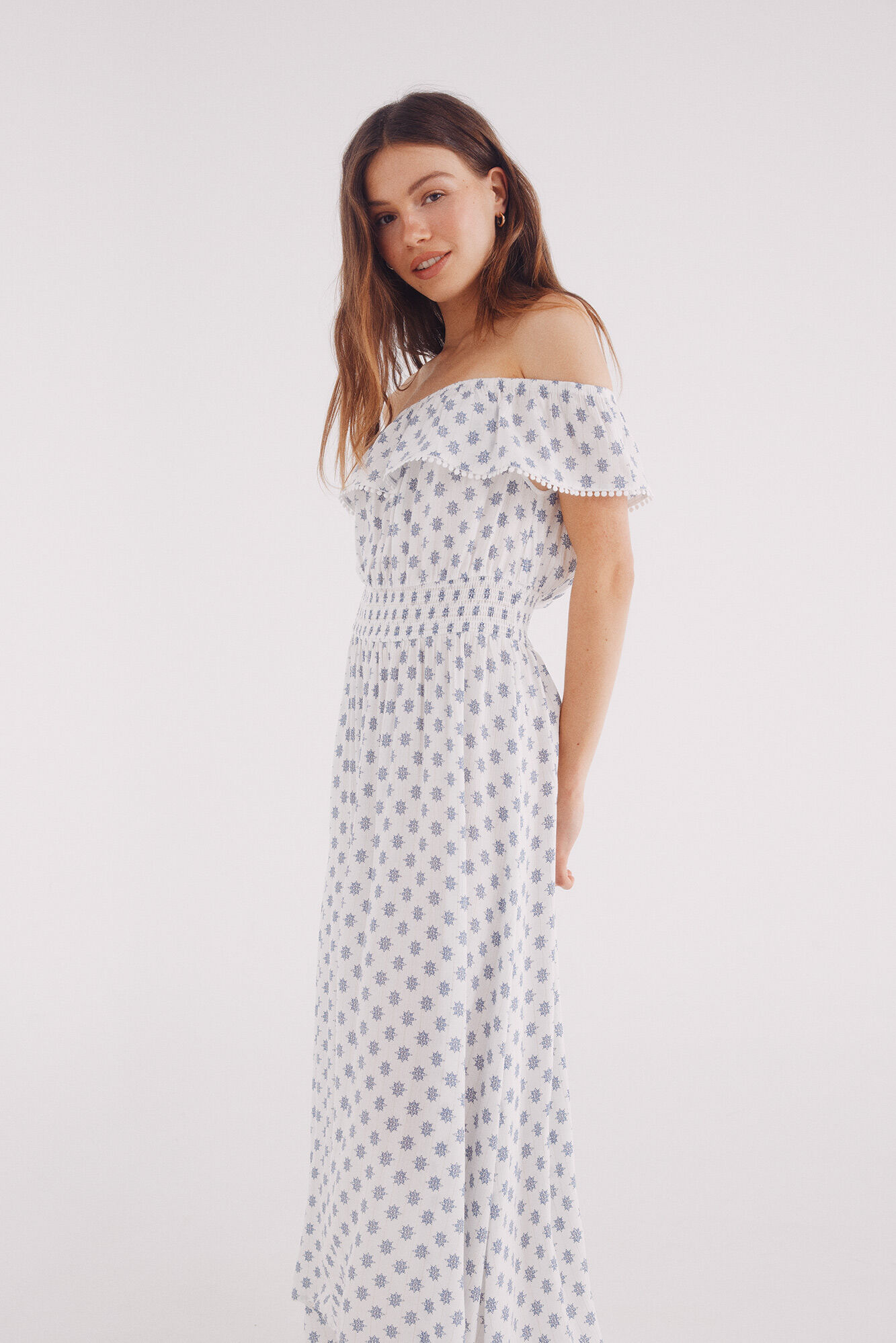Springfield Vestido midi estampado &eacute;tnico caf&eacute;