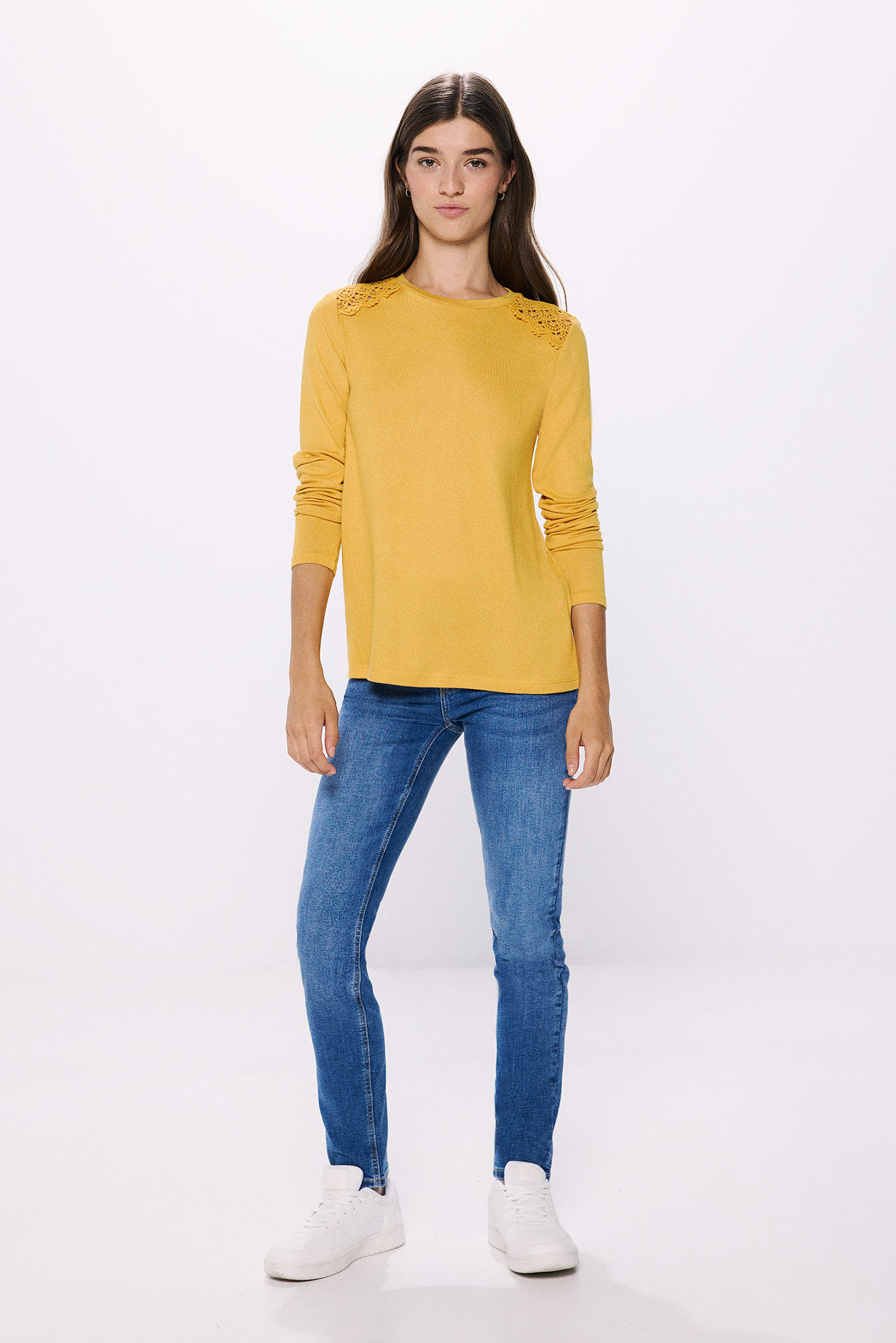Springfield Playera crochet hombros amarillo
