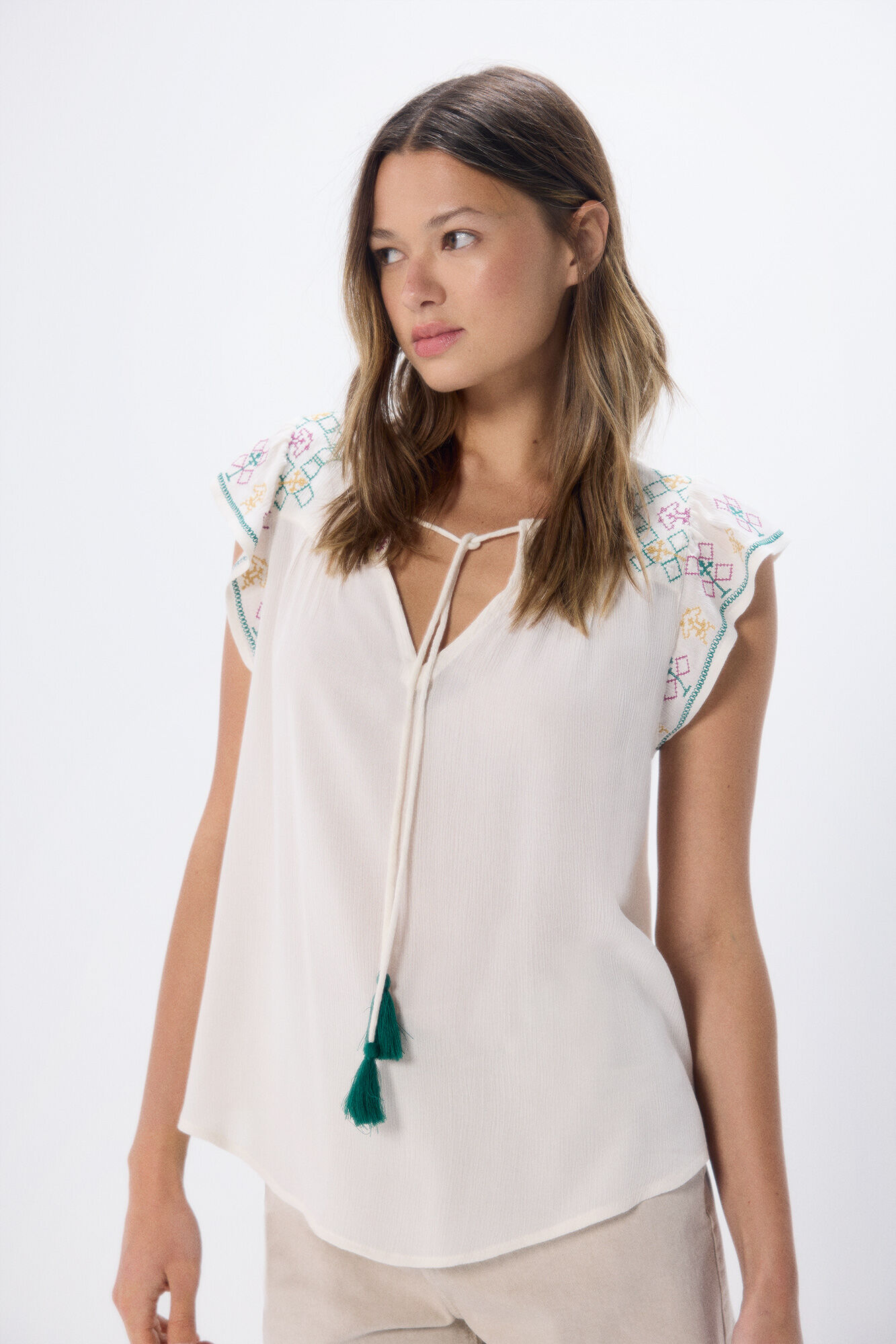 Springfield Blusa fluida bordados