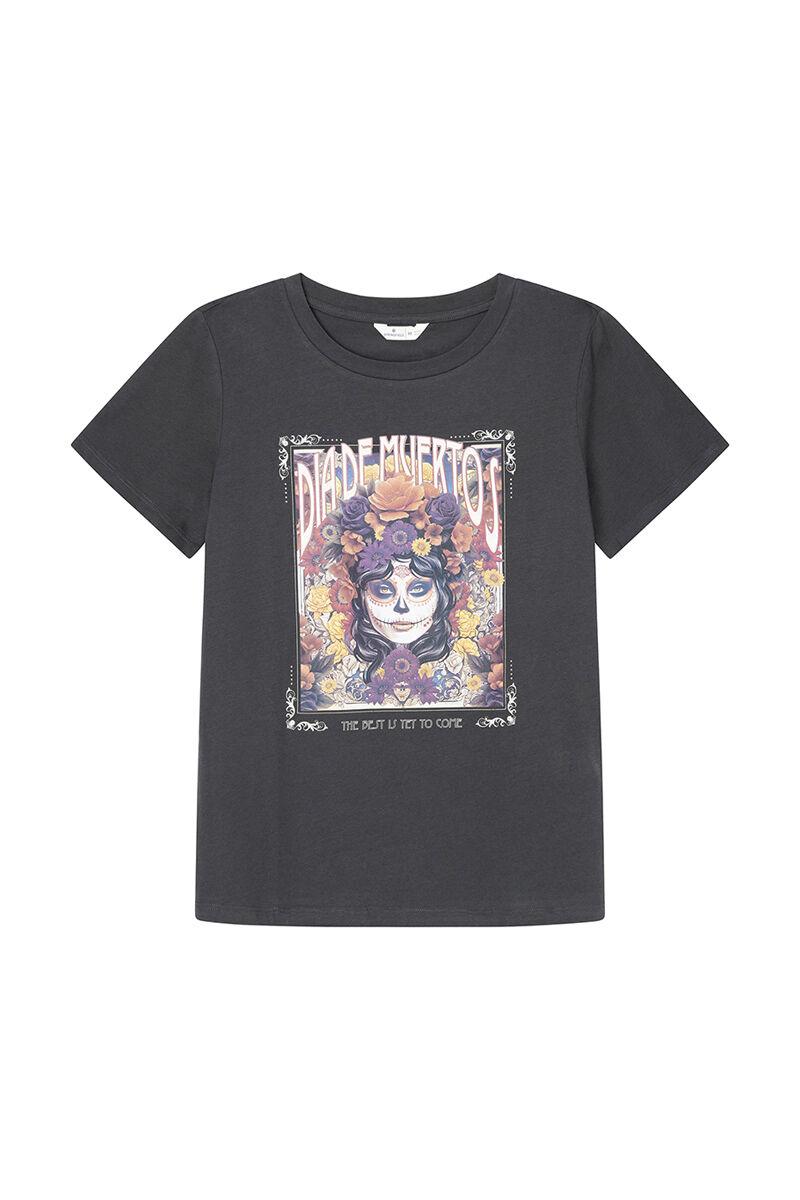 Springfield Playera gr&aacute;fica "D&iacute;a de muertos" gris