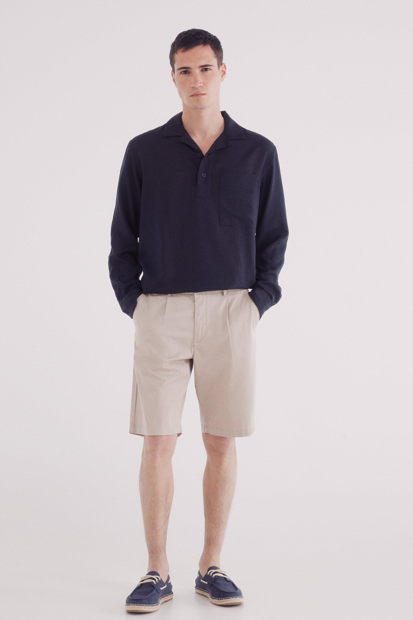 Springfield Camisa polo lino viscosa marino