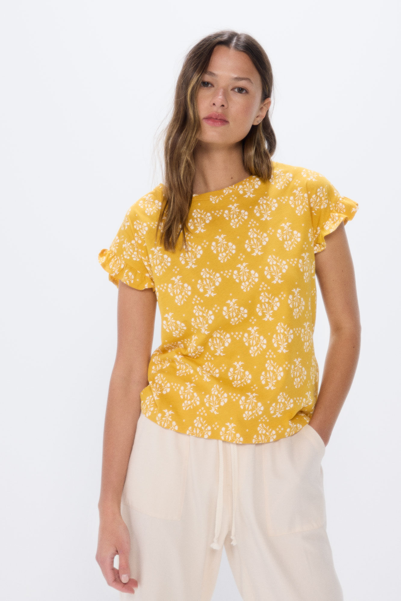 Springfield Playera estampada mangas volante