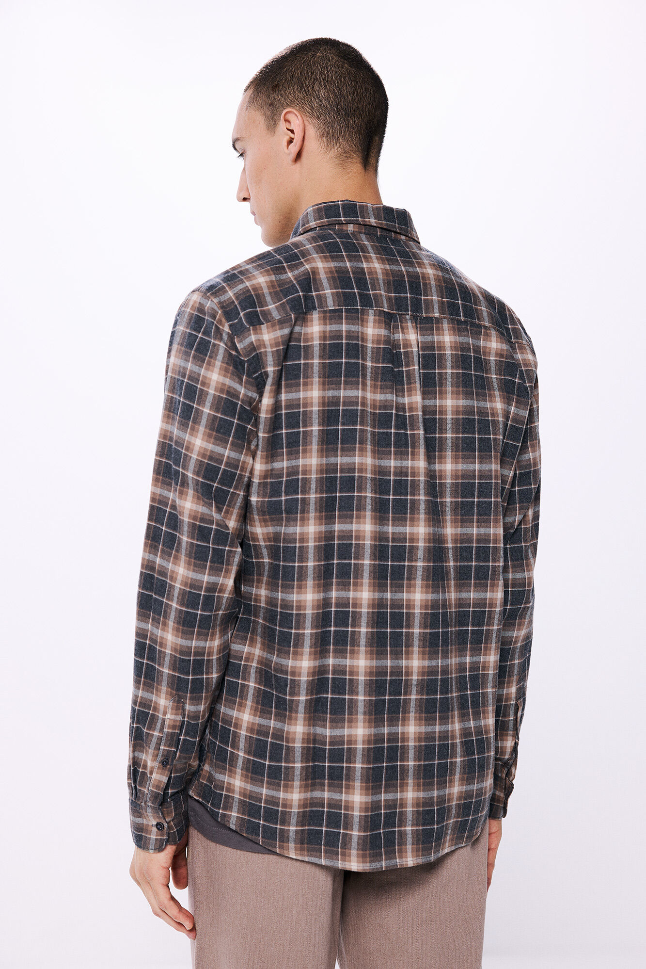 Springfield Camisa cuadros melange gris