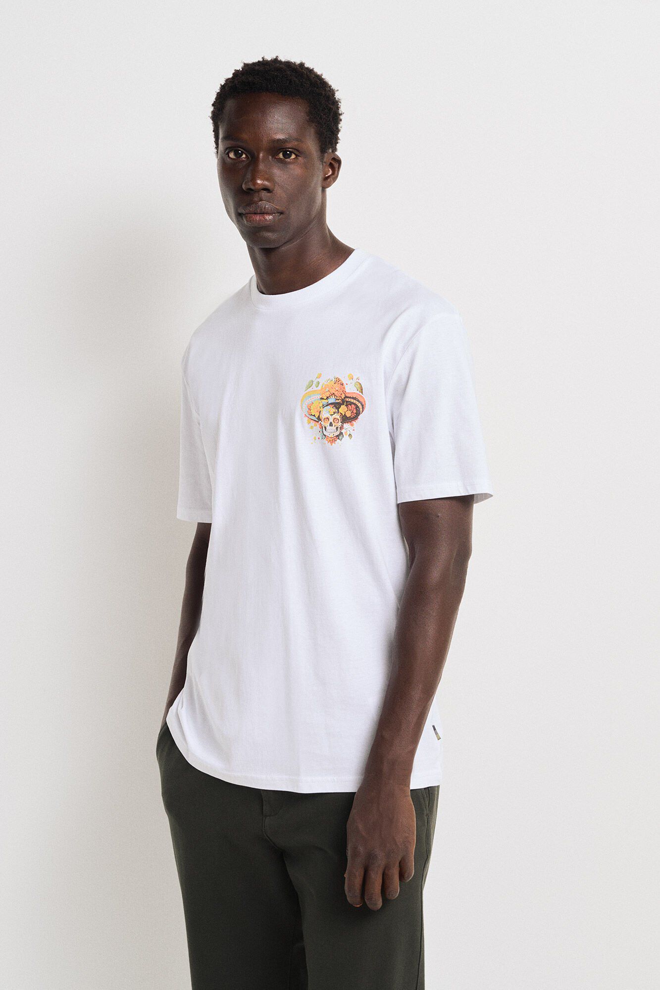 Springfield Playera skull flowers natural