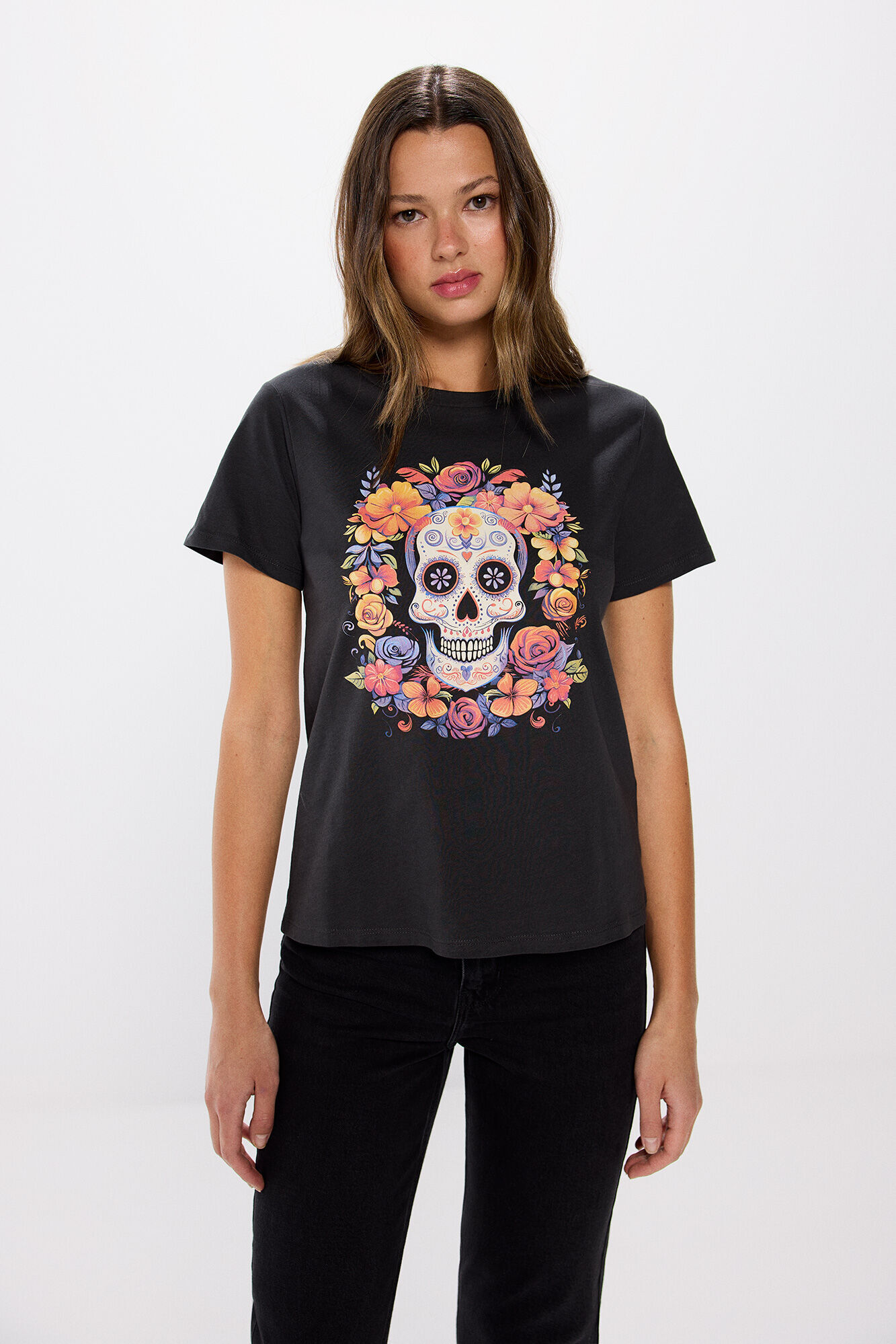 Springfield Playera gr&aacute;fica "D&iacute;a de muertos"