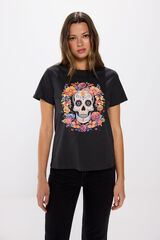 Springfield Playera gr&aacute;fica "D&iacute;a de muertos" gris