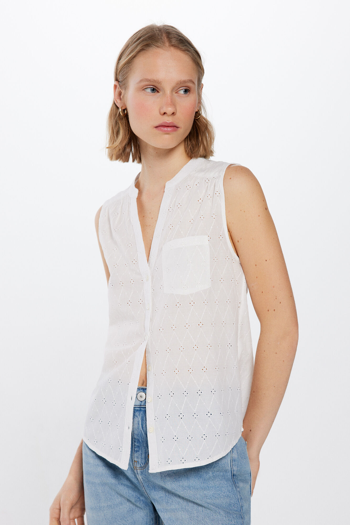 Springfield Blusa Bordados Shiffly natural