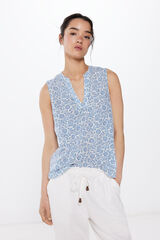 Springfield Blusa Sin Mangas Algod&oacute;n Lino beige