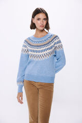 Springfield Su&eacute;ter cenefas jacquard multicolor azul