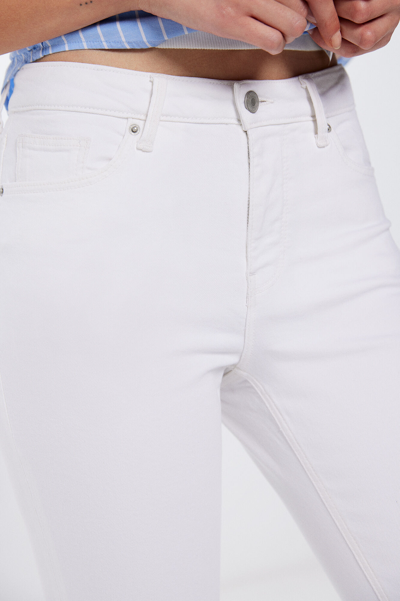Springfield Jeans color slim cropped blanco