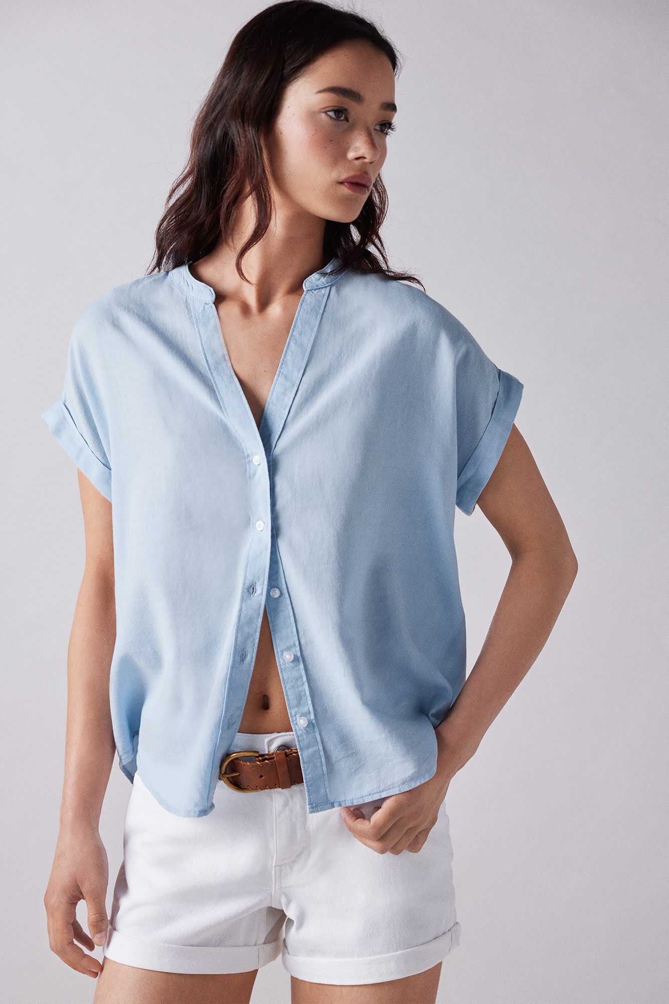 Springfield Camisa cuello mao manga corta