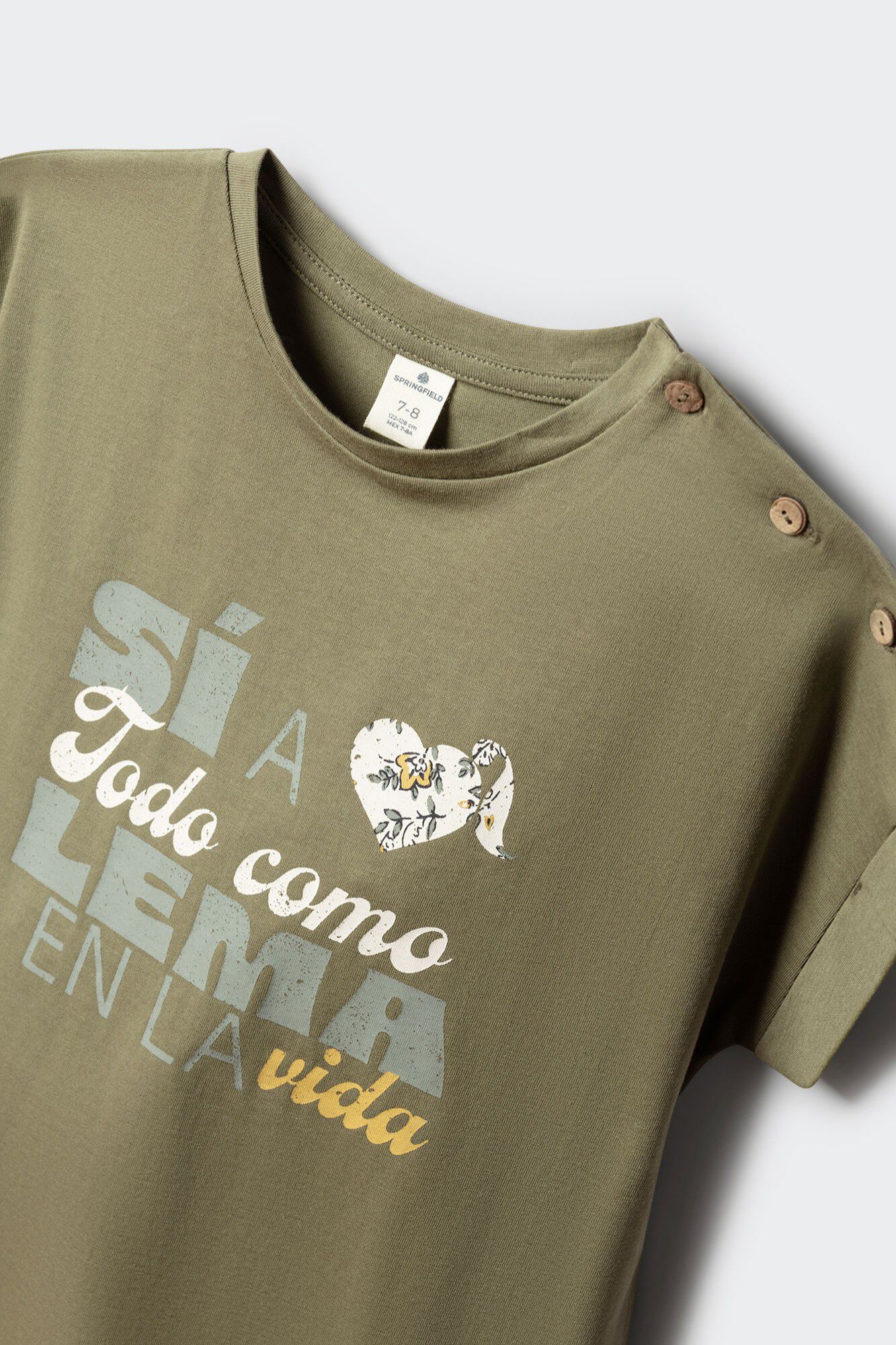 Springfield Kids Playera "S&iacute; a todo como lema en la vida" kaki
