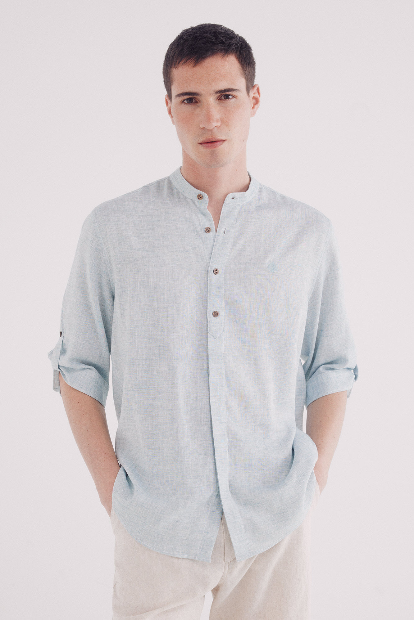 Springfield Camisa mao 3/4 lino viscosa