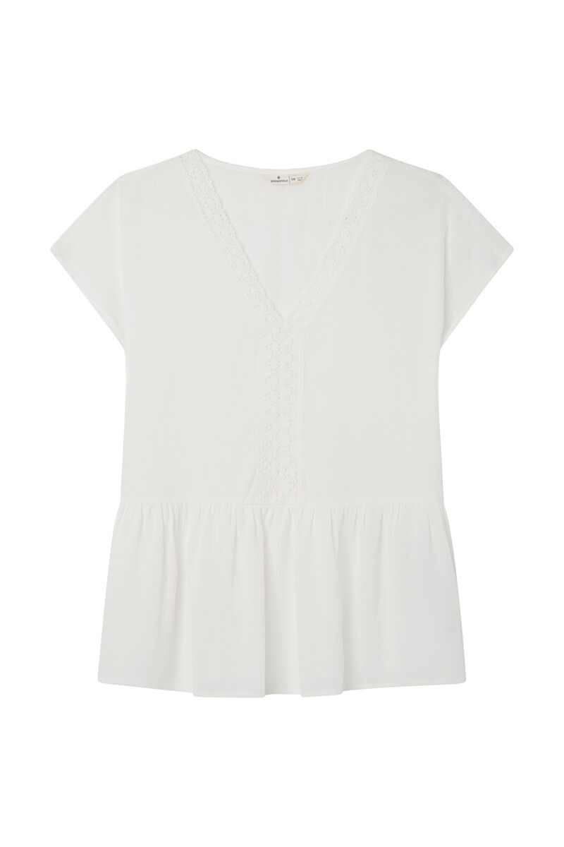 Springfield Blusa Bambula Lace Escote estampado